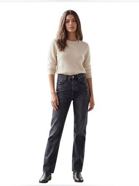 AGOLDE Vintage High Rise Straight Leg Jeans in Washed Black - Size 25